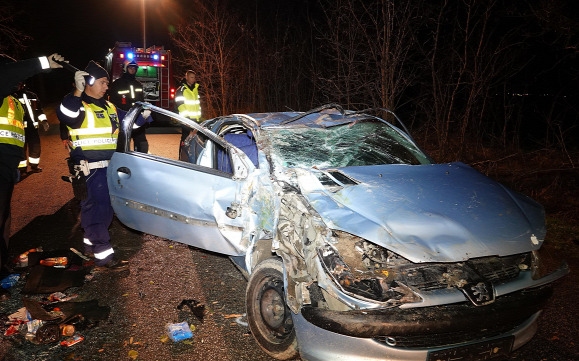 Fának csapódott egy autó Kunszentmártonnál, a sofőr szörnyethalt