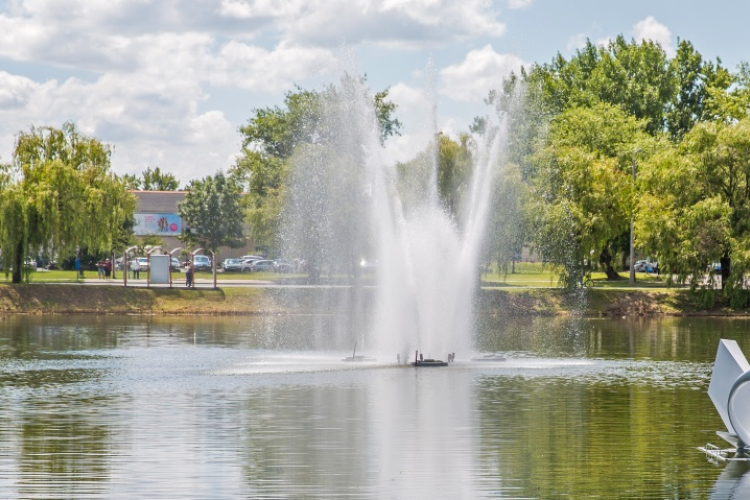 Hínárvágás az Adyvárosi I-es számú tavon