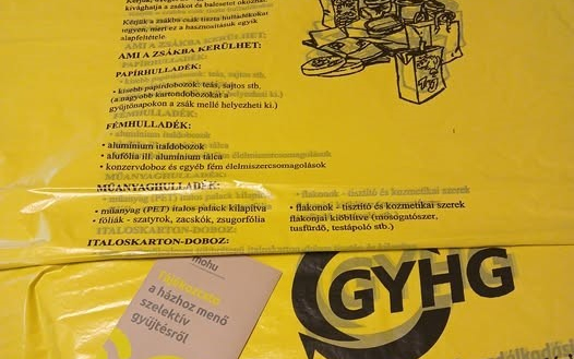 Praktikus információk a sárga zsákokról vidéken