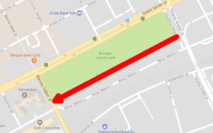 Lezárják Bisinger sétányt Győrben 