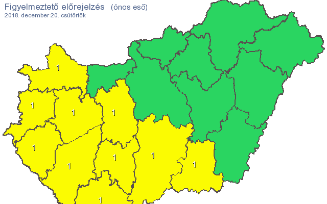 Elsőfokú riasztás van érvényben az ónos eső miatt