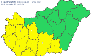 Elsőfokú riasztás van érvényben az ónos eső miatt
