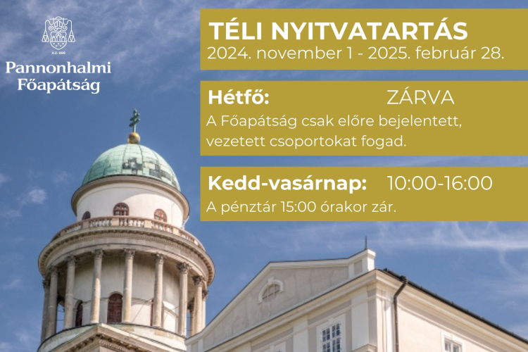 Téli nyitvatartás a főapátságban