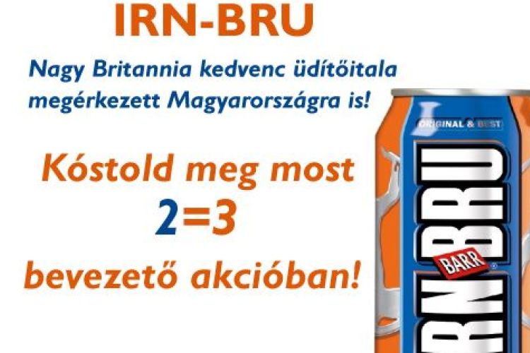 Nagy-Britannia kedvenc üdítője az IRN-BRU megérkezett hazánkba is! 2+1 Akció!