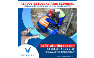 Szünetel az ivóvízellátás szerdán Ménfőcsanakon
